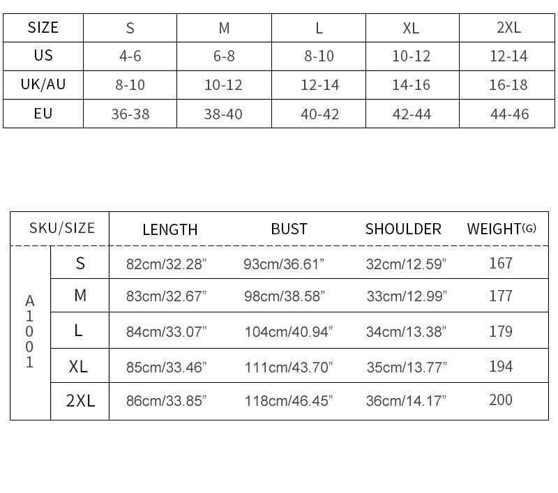 Size Chart - Sleeveless Top Irregular Button U-Neck Vest