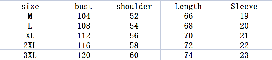 Size Chart - Summer New Plus Size Loose Casual Cotton T-Shirt