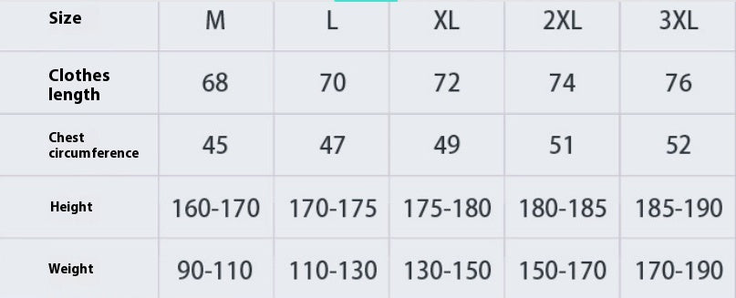 Size Chart - Men's Loose And Versatile Solid Color Quick Drying Sports Top