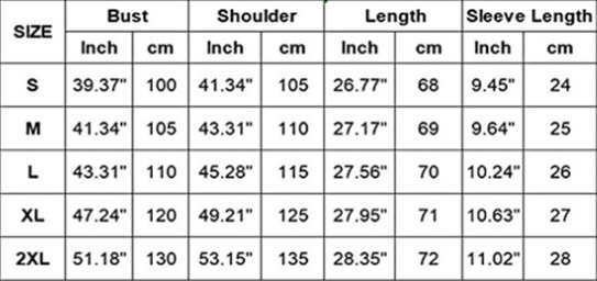 Size Chart - Solid Color Loose V-neck Short-sleeved T-shirt
