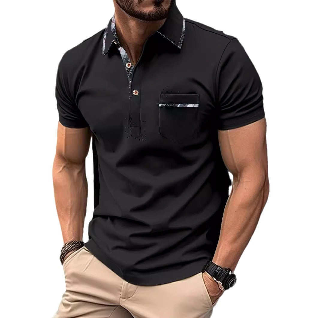 Men's Lapel Polo Shirt in Bird Eye Cloth 100% Polyester Dots Pattern Casual Summer Wear For Men Everyday