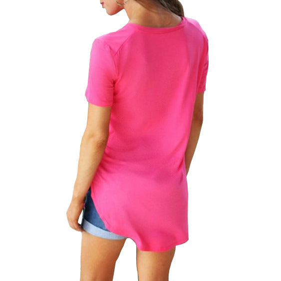 Women's V Neck Short Sleeve T Shirt 100% Cotton Black Soft Breathable Everyday Comfort Tee For All Day Wear