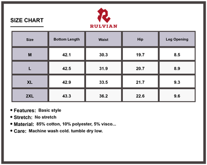 Size Chart - Men's Frayed Hem Bootcut Jeans Durable Denim Pants Classic Fit for Casual Everyday Wear Premium Quality Apparel