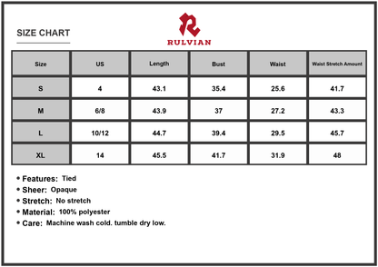 Size Chart - Women's Honey Tied Surplice Sleeveless Midi Cami Dress 100% Polyester Lightweight Silhouette for Evening Everyday Chic Look