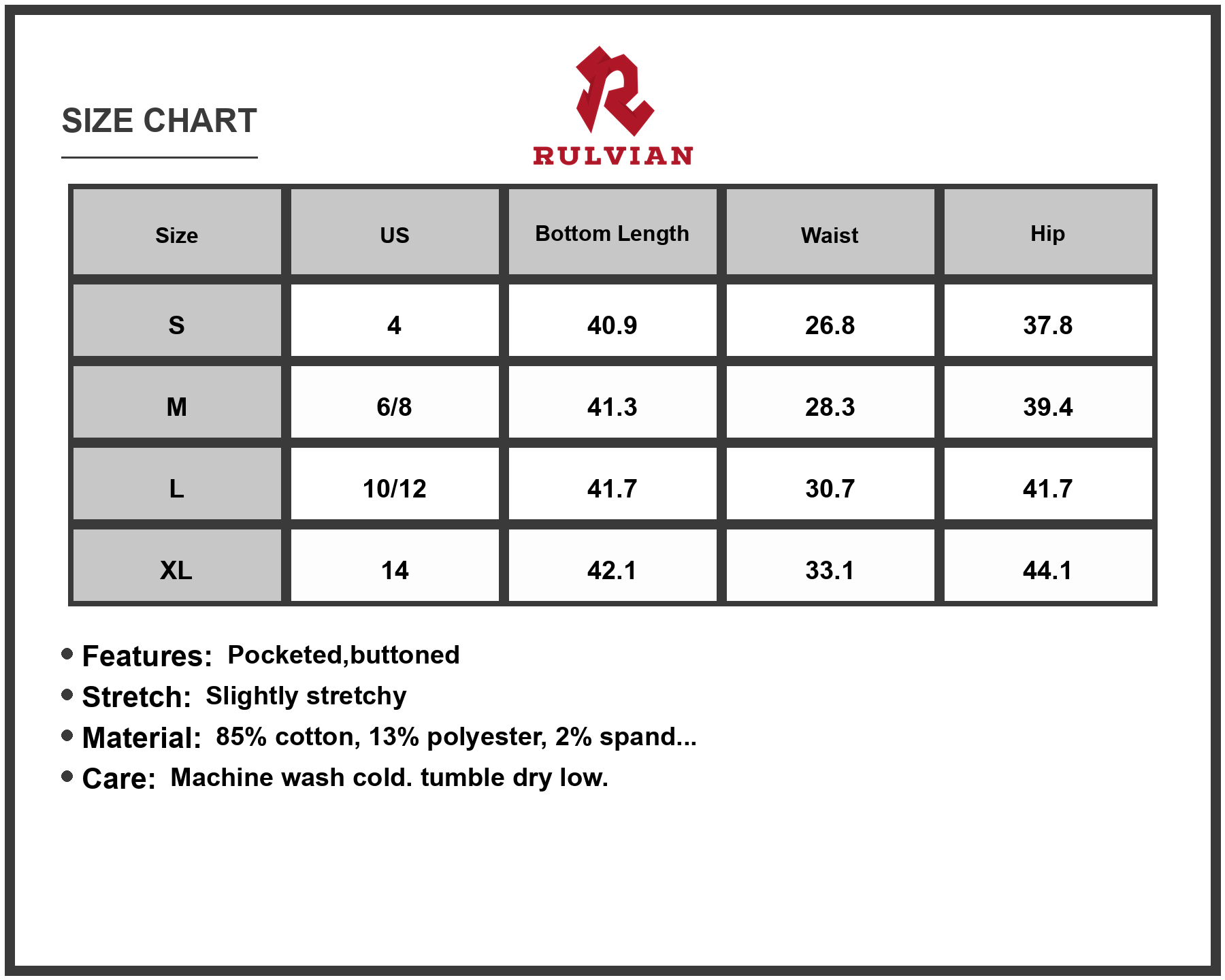 Size Chart - Womens High Waist Wide Leg Jeans Pocketed Buttoned Durable Denim Pants for Casual Modern Everyday Wear Essentials