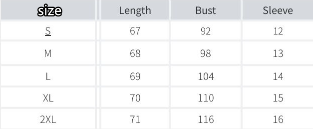 Size Chart - Solid Color V-neck Short-sleeved T-shirt