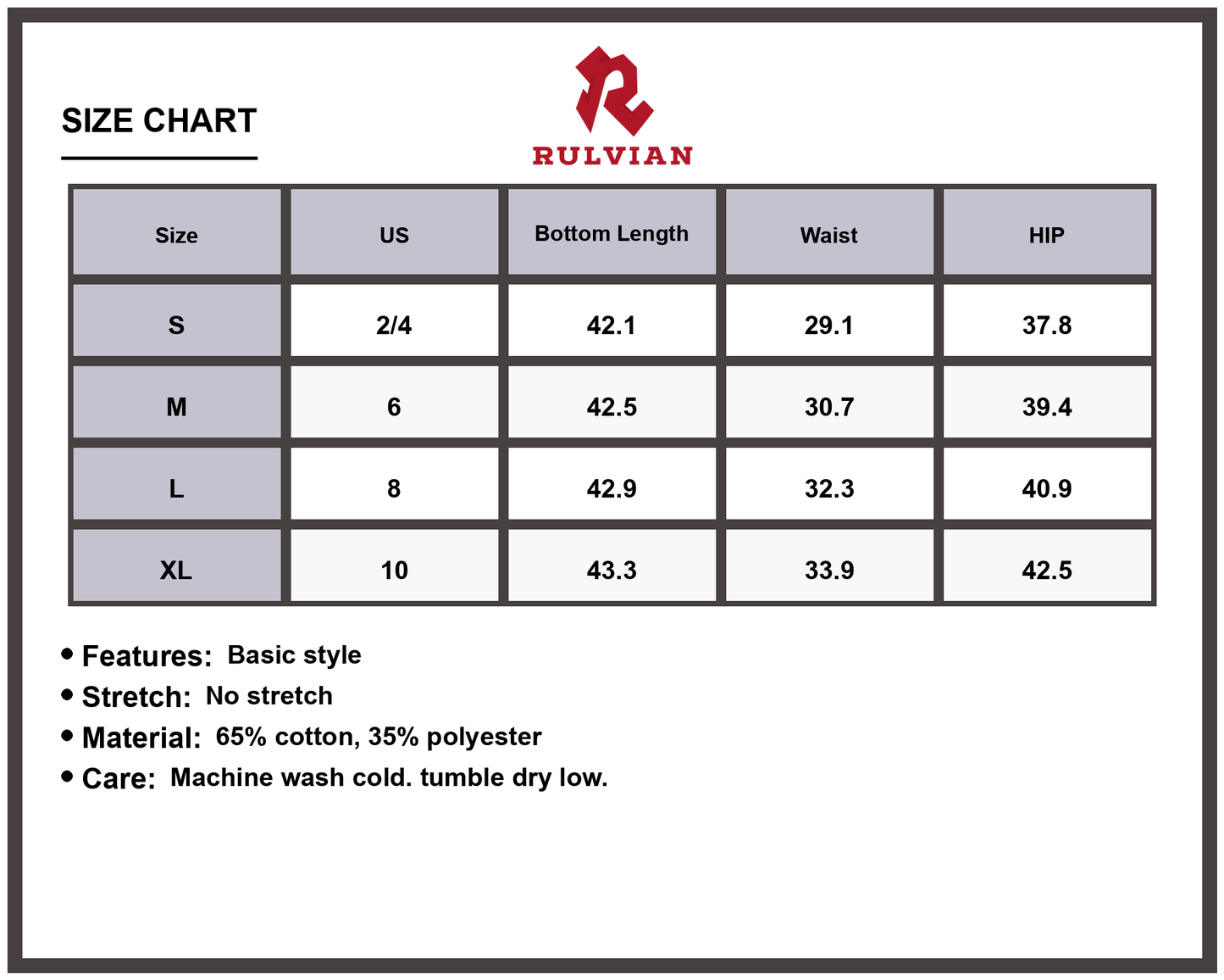Size Chart - Women's High Waist Straight Leg Jeans with Pockets Non Stretch Casual Everyday Premium Durable Classic Denim Pants