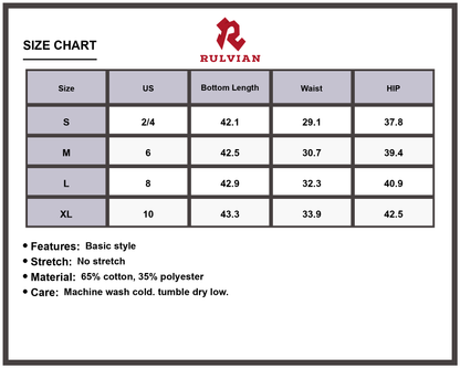 Size Chart - Women's High Waist Straight Leg Jeans with Pockets Non Stretch Casual Everyday Premium Durable Classic Denim Pants