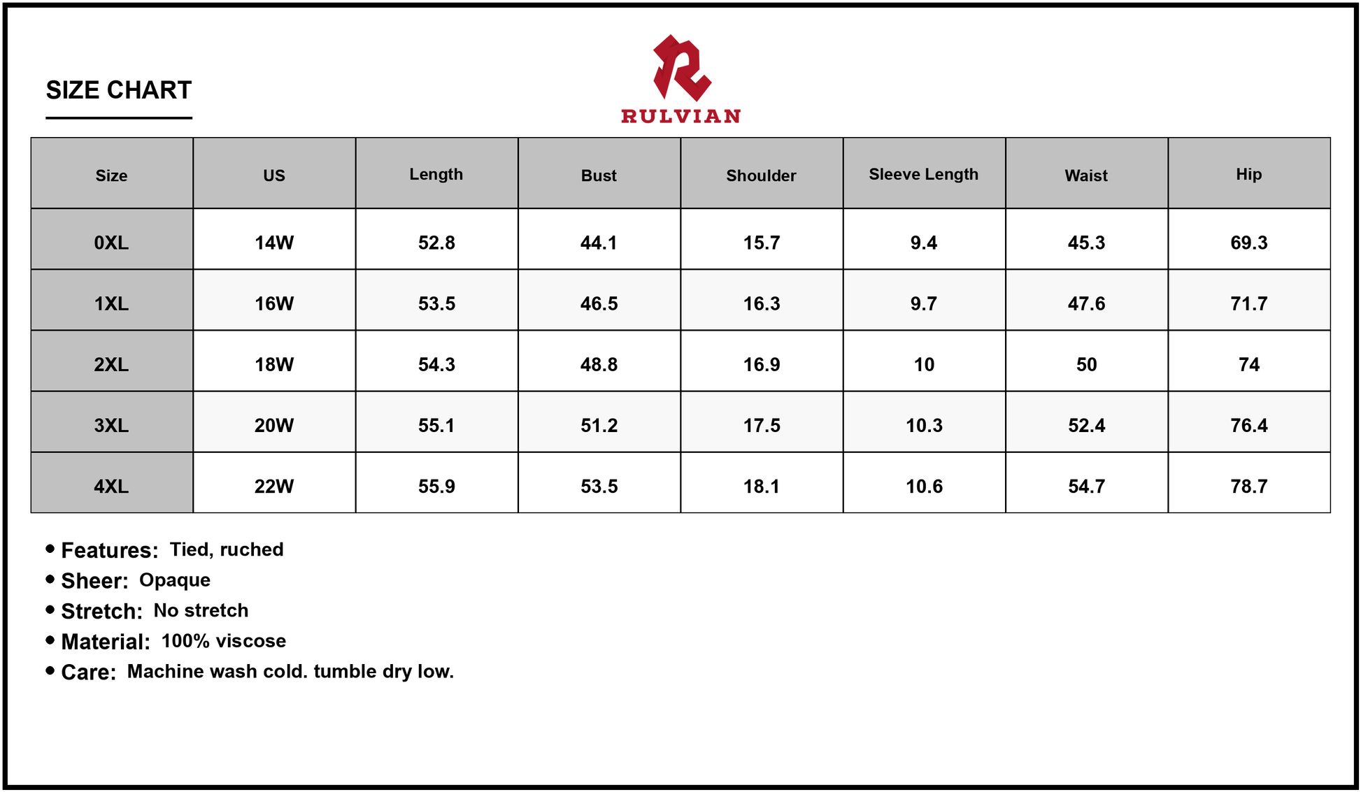 Size Chart - Women's Maxi Dress with Tie Neck and Flutter Sleeves Plus Size 100% Viscose Ruched Detail for Everyday Wear Casual