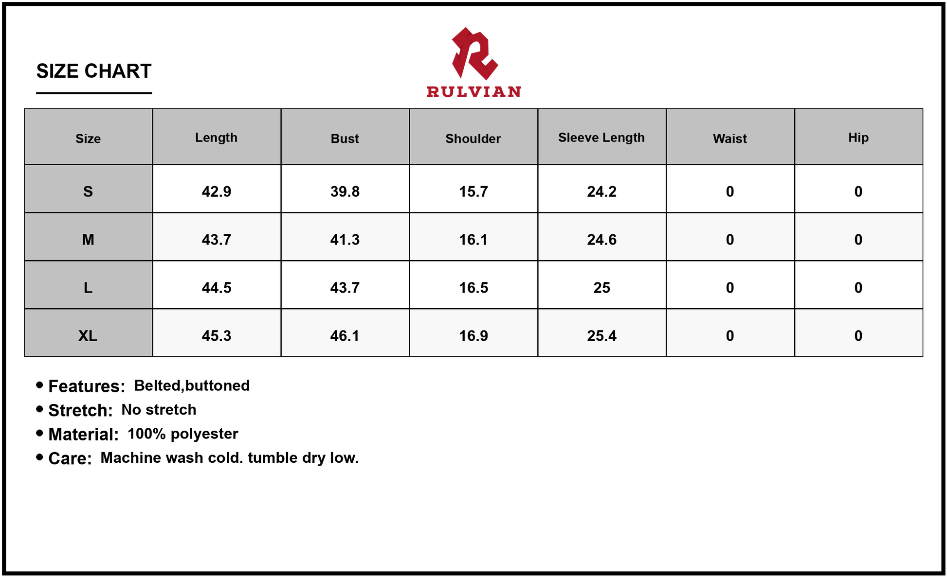 Size Chart - Women's Button Front Plaid Long Sleeve Dress Belted Casual Everyday 100% Polyester Fabric Soft Comfortable Feel