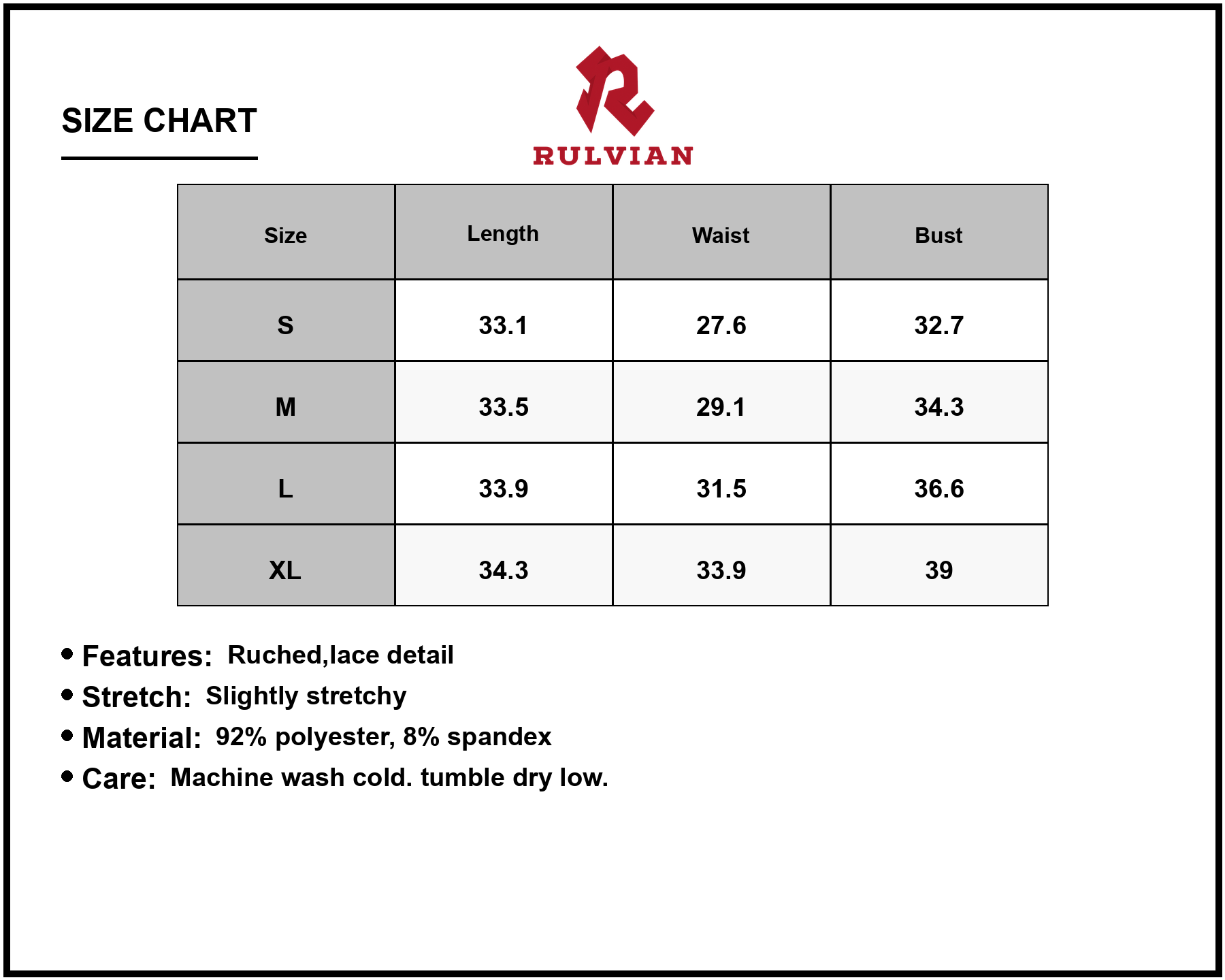 Size Chart - Women's Sparkle Mesh Sleeve Velvet Dress for Christmas Ruched Lace ninety two percent polyester eight percent spandex