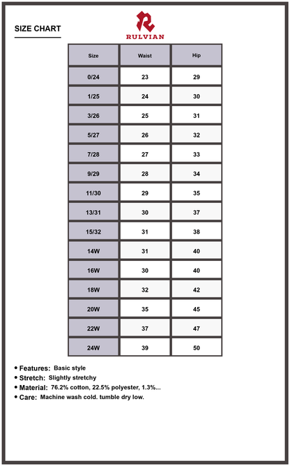 Size Chart - Women's Plus Size Tummy Control Back Embroidered Pocket Bootcut Jeans Figure Flattering Versatile Premium Quality Denim