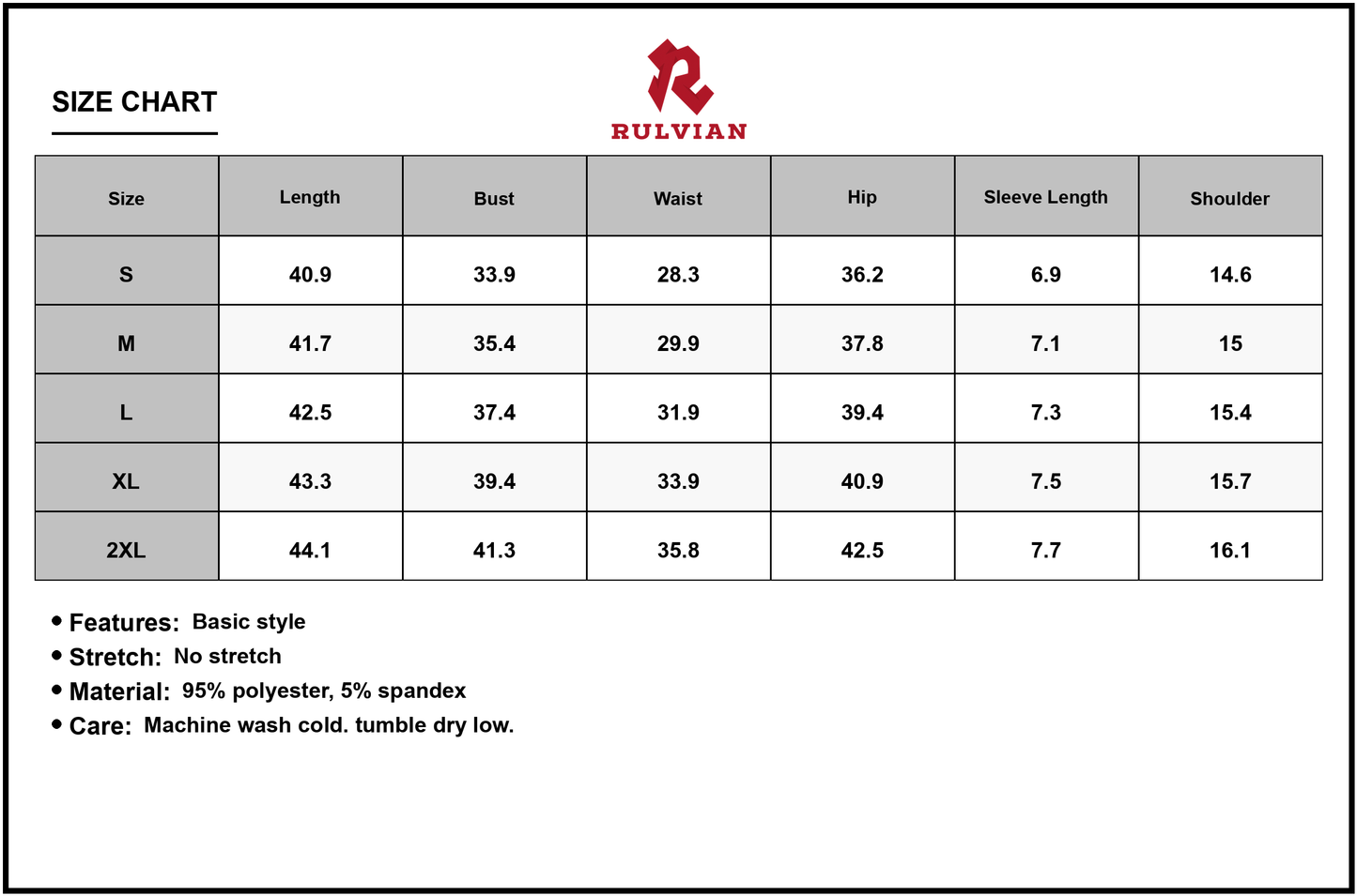 Size Chart - Women's Short Sleeve Midi Wrap Dress with Belt Detail 95% Polyester 5% Spandex Fabric for Everyday Elegant Comfort