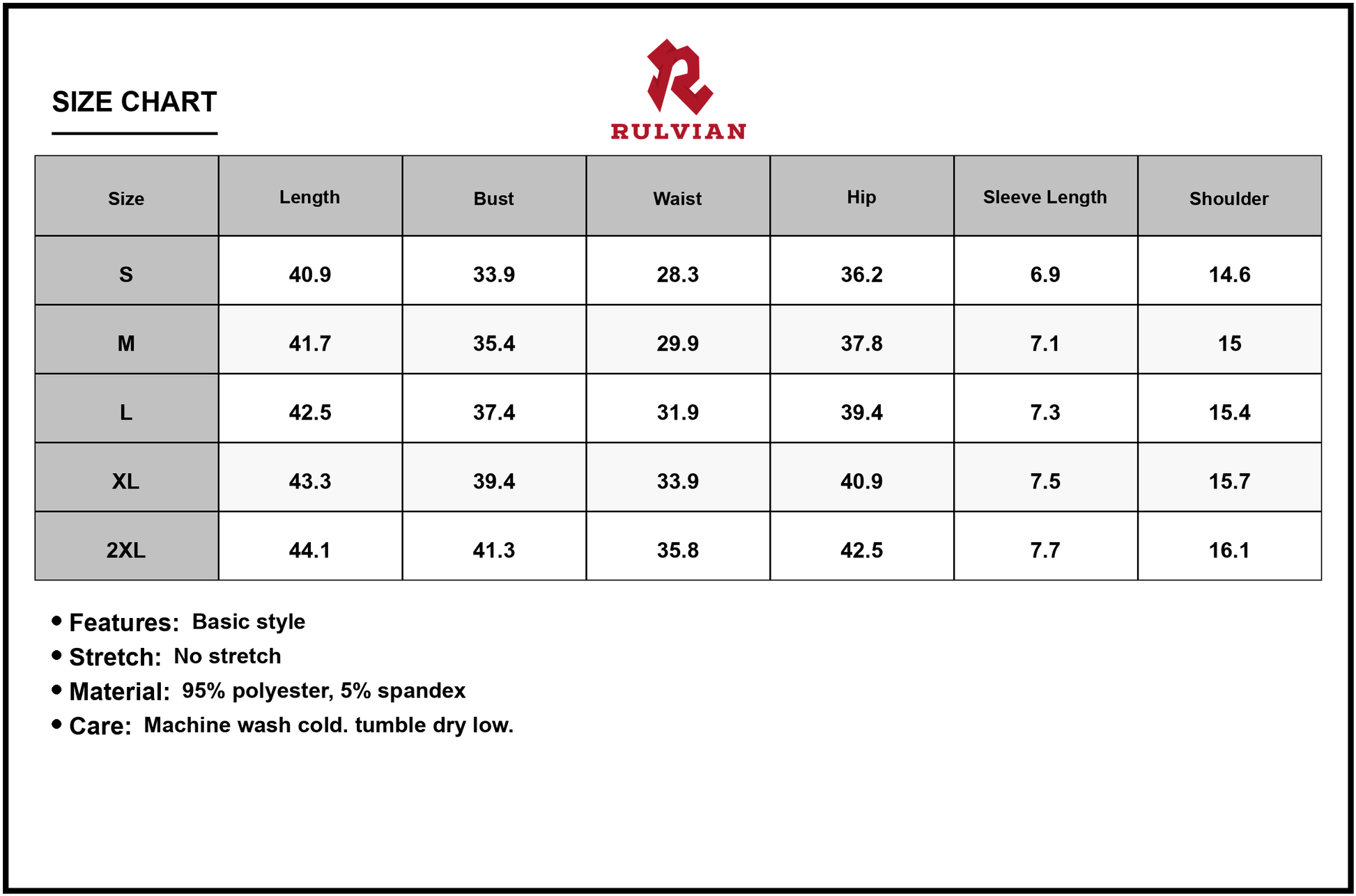 Size Chart - Women's Short Sleeve Midi Wrap Dress with Belt Detail 95% Polyester 5% Spandex Fabric for Everyday Elegant Comfort