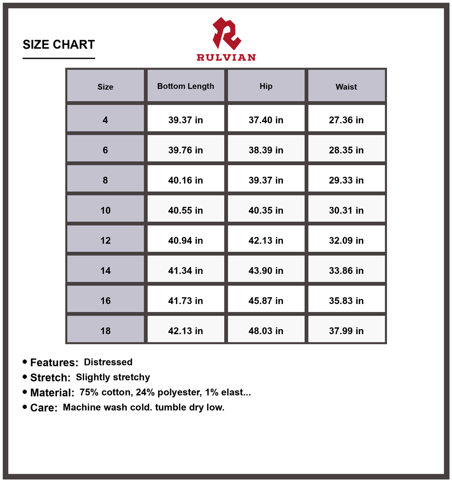 Size Chart - Women's Distressed Straight Leg Jeans with Pockets Slightly Stretchy Denim Pants Casual Everyday Wear Premium Durable