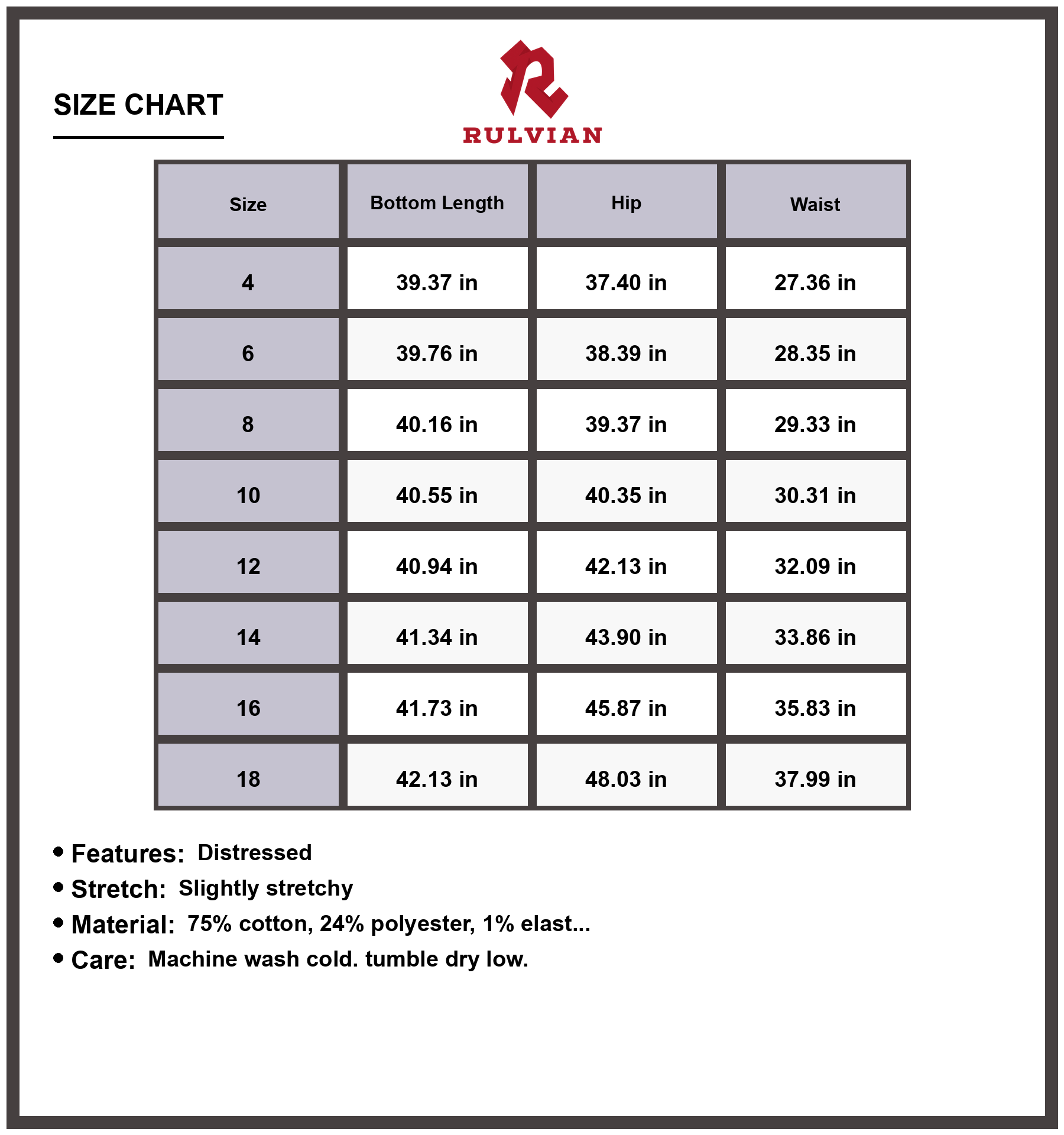 Size Chart - Women's Distressed Straight Leg Jeans with Pockets Slightly Stretchy Denim Pants Casual Everyday Wear Premium Durable