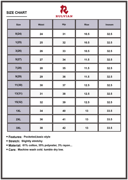 Size Chart - Women's Cropped Wide Leg Mid Rise Jeans with Unique Printed Cuff Premium Denim Plus Size Casual Everyday Five Pocket Pants
