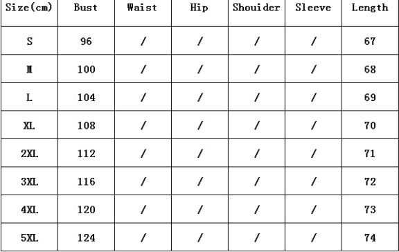 Size Chart - Loose Fashion Printed Buttoned Top T-shirt