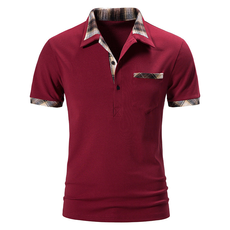 Men's Plaid Colorblock Short Sleeve Polo Shirt for Summer in Cotton % Polyester Blend Lightweight Breathable Daily