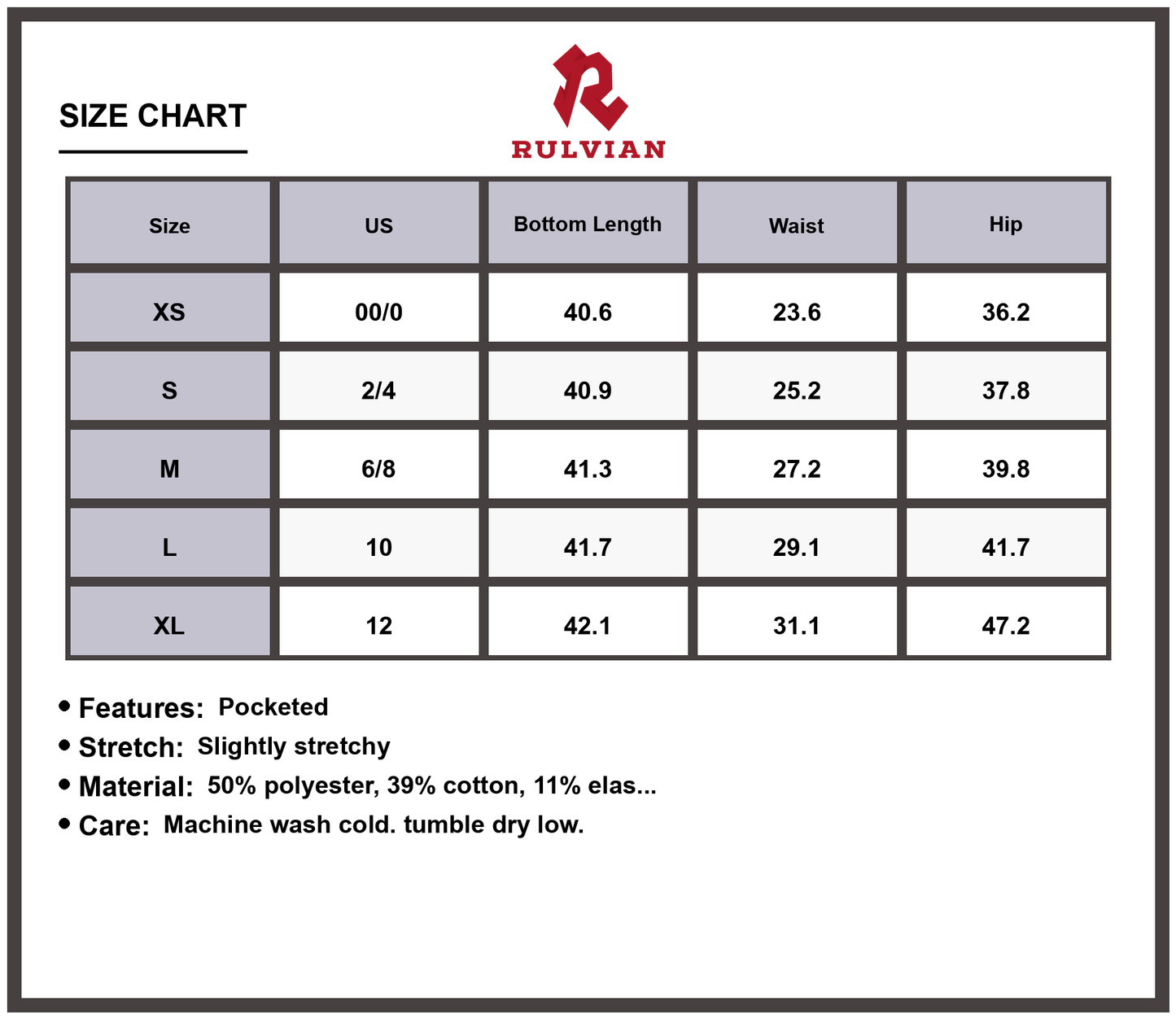 Size Chart - Women's High Waist Straight Leg Cargo Jeans Pocketed Slightly Stretchy Casual Everyday Premium Durable Versatile