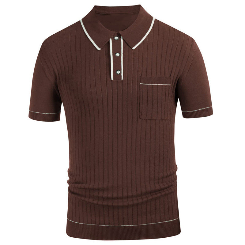 Men's Lapel Short-sleeved Polo Shirt in Ice Silk 100% Fabric for Everyday Casual Comfort and Easy Care