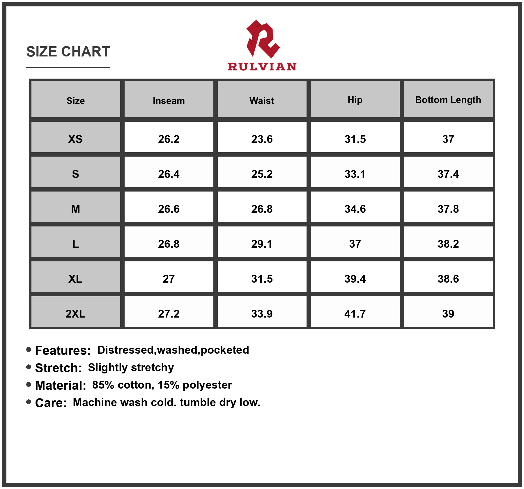 Size Chart - Womens Distressed Skinny Jeans Washed Pocketed Slightly Stretchy Denim Pants for Casual Everyday Fashion Wear Daily