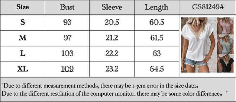 Women's V Neck Lace Patchwork Knitted Jacquard Top With Polyester% Fabric For Stylish Everyday Wear Today