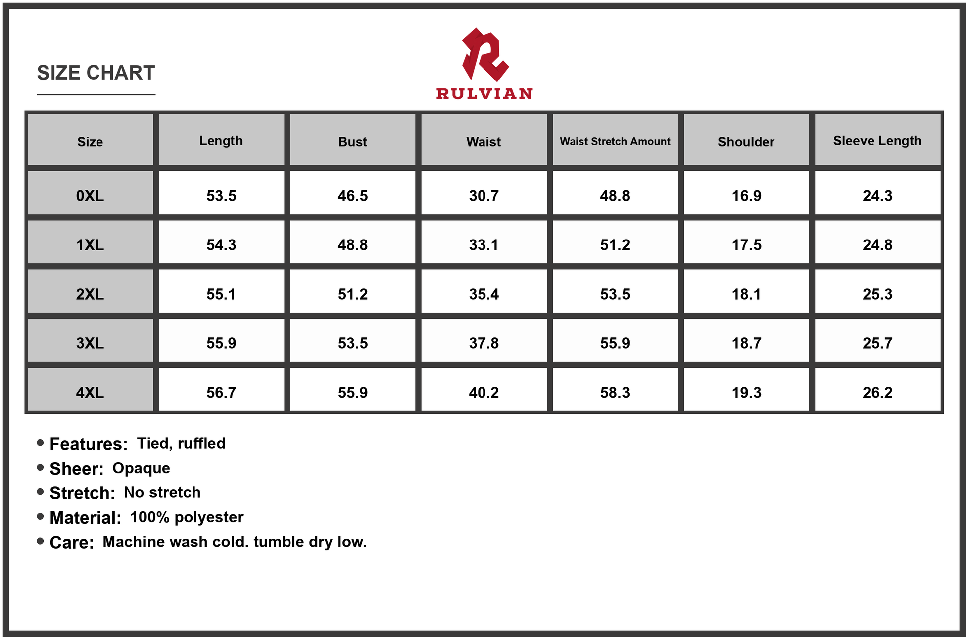 Size Chart - Women's Plus Size Ruffled Polka Dot Long Sleeve Midi Dress 100% Polyester Fabric for Elegant Everyday Wear Chic
