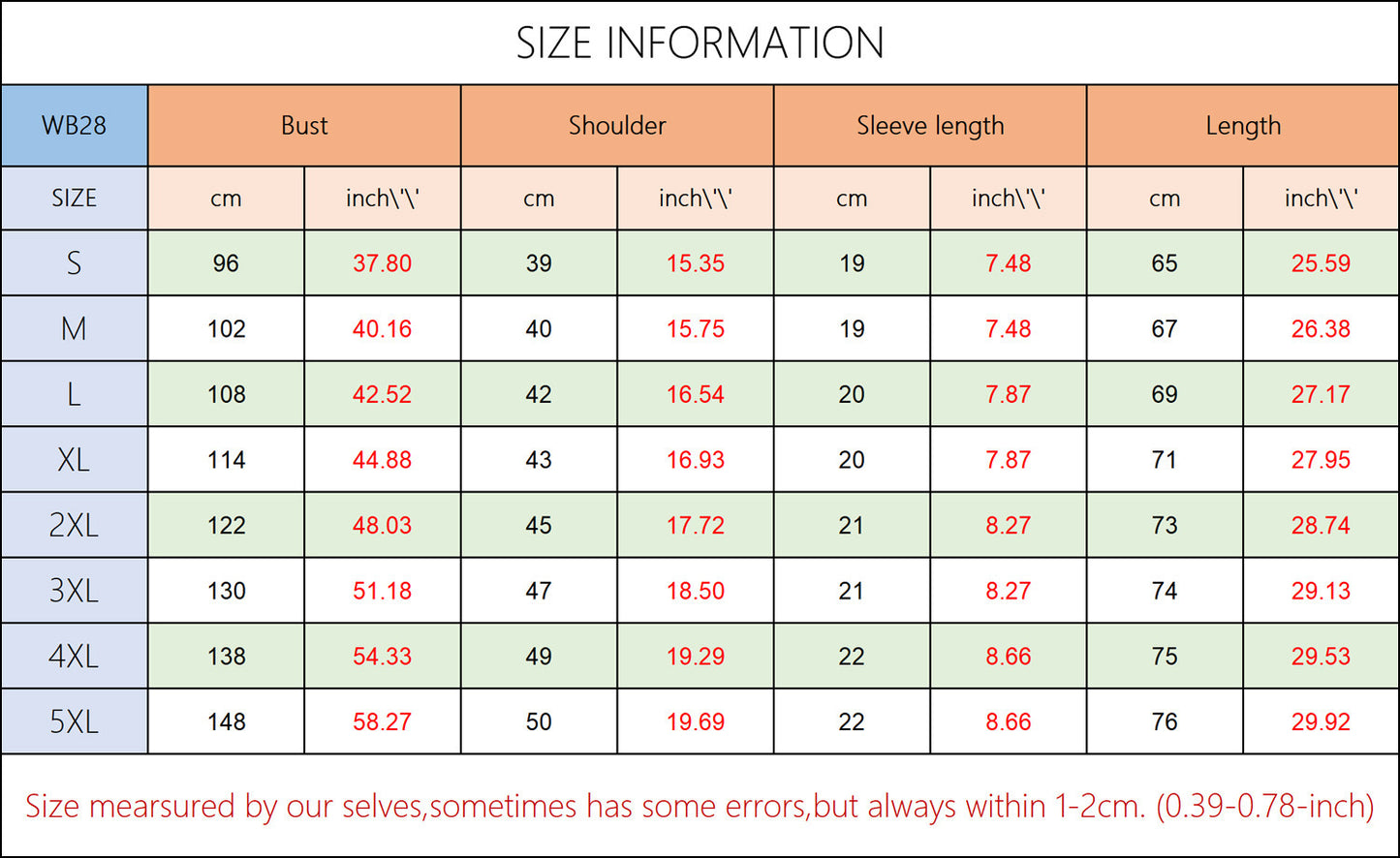 Size Chart - Casual V-neck Short Sleeve Printed Loose Shirt