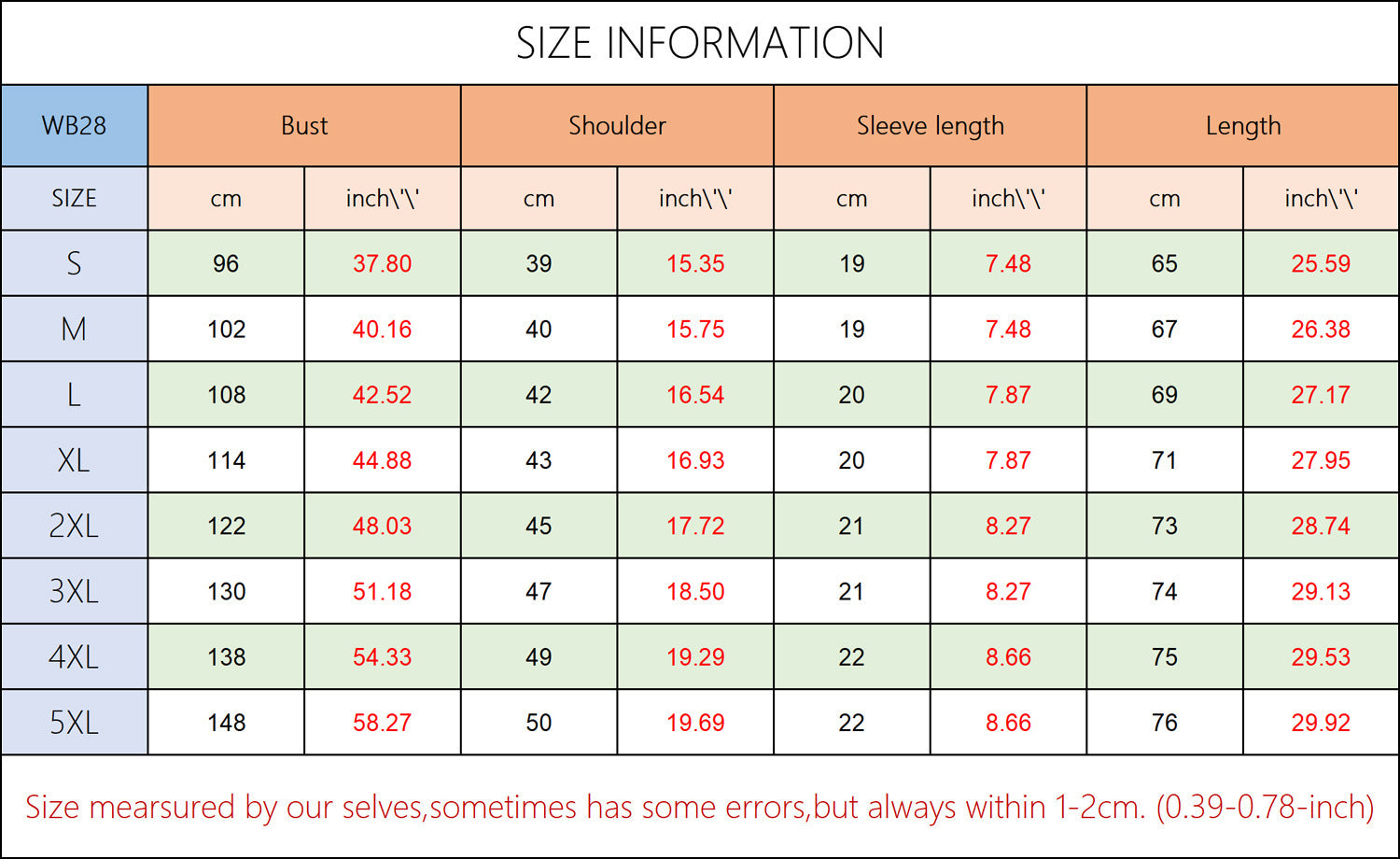 Size Chart - Casual V-neck Short Sleeve Printed Loose Shirt
