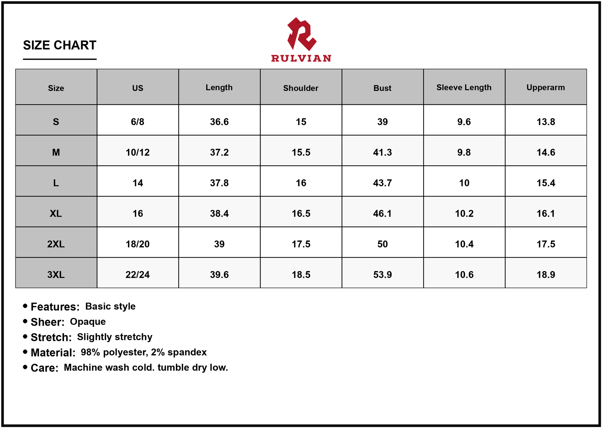 Size Chart - Women's Double Take Full Size Texture Collared Neck Short Sleeve Dress 98% Polyester 2% Spandex for daily wear