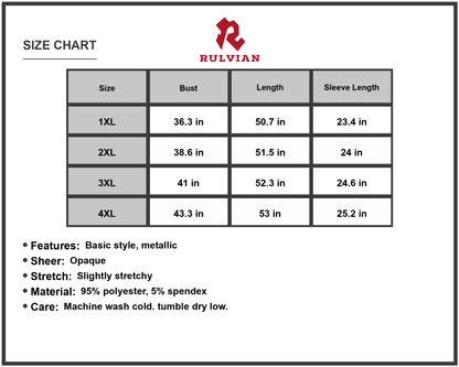Size Chart - Women's Plus Size Surplice Neck Slit Dress with 95% Polyester 5% Spandex Stretch Fabric for Everyday Comfort and Style