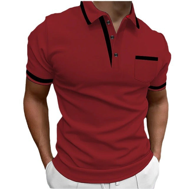 Men's Casual Square Collar Short Sleeve Shirt With Double Buckle Print 100% Polyester For All Day Comfort