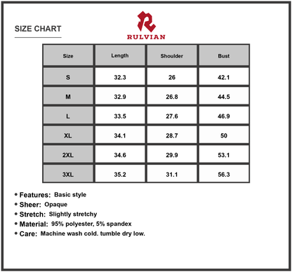 Size Chart - Women's Striped Round Neck Short Sleeve Mini Tee Dress Full Size 95% Polyester 5% Spandex Everyday Wear Soft Comfort