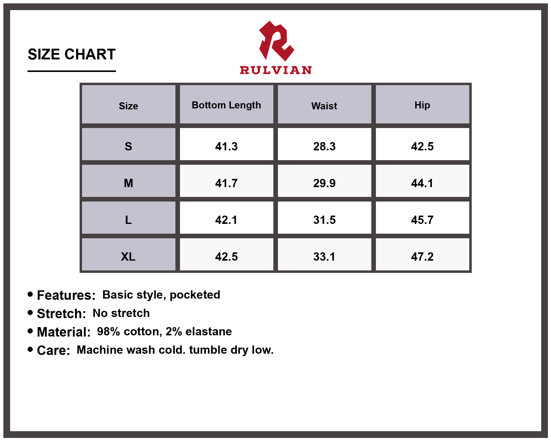 Size Chart - Men's Baggy Jeans with Cargo Pockets Loose Fit Durable Premium Casual Everyday Streetwear Apparel for Men Denim Pants