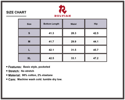 Size Chart - Men's Baggy Jeans with Cargo Pockets Loose Fit Durable Premium Casual Everyday Streetwear Apparel for Men Denim Pants