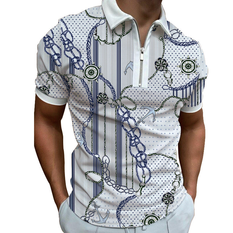 Men's Printed Loose Fitting Short Sleeve T Shirt 80% Polyester Fabric Blend For Everyday Casual Wear