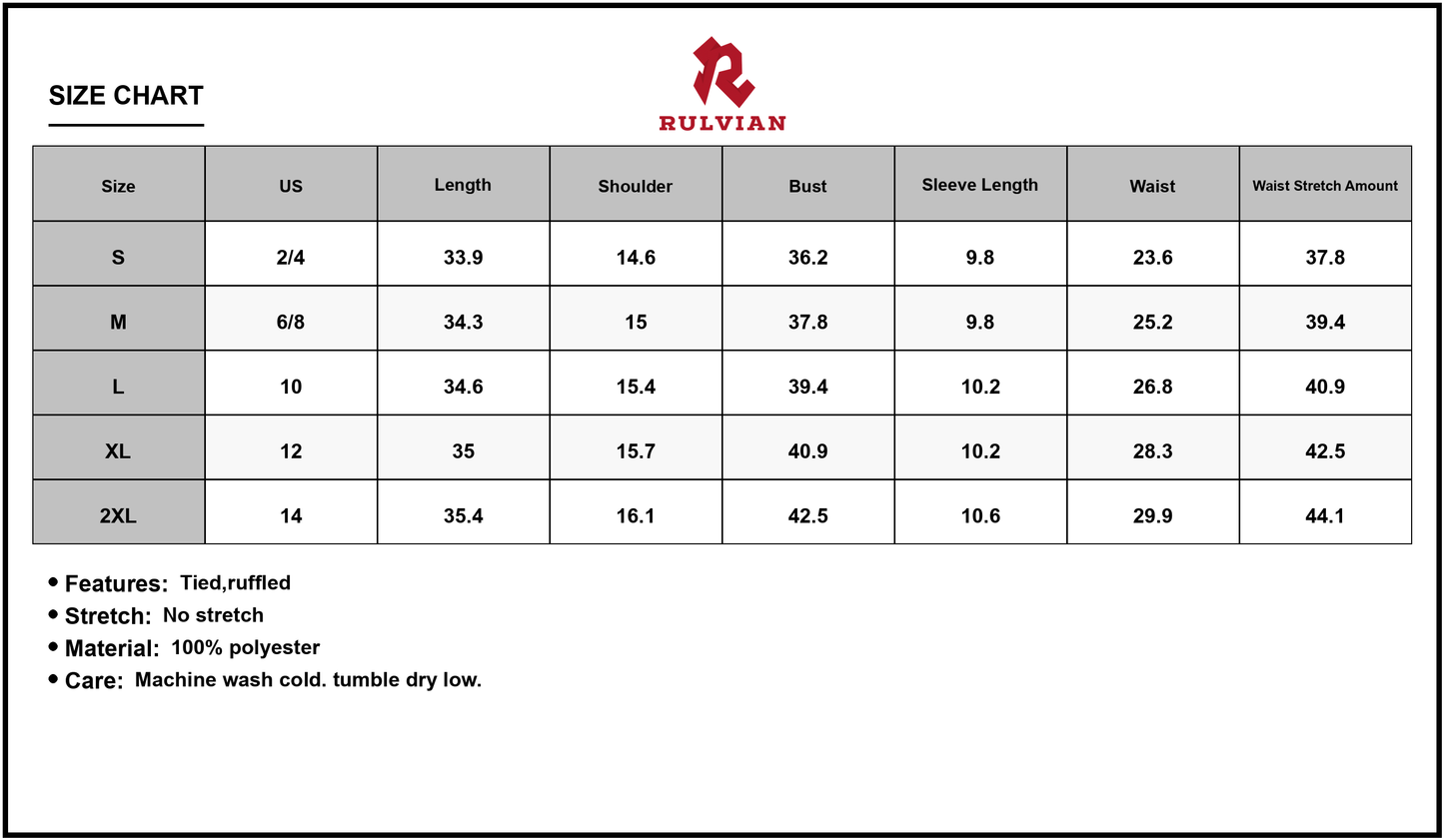 Size Chart - Women's Floral Layered Mini Dress with Ruffle Hem in 100% Polyester Fabric Perfect for Summer Parties Beach Ready