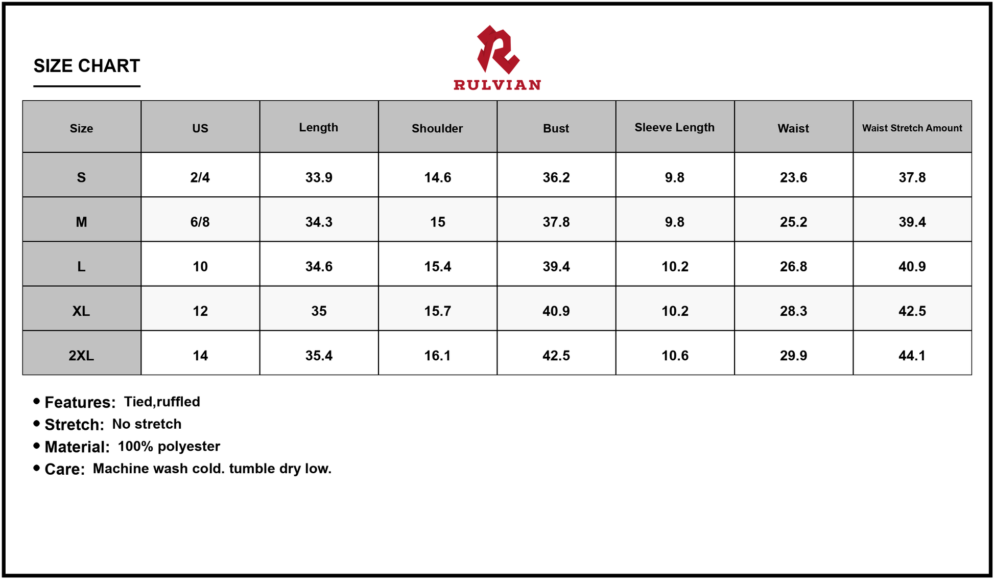 Size Chart - Women's Floral Layered Mini Dress with Ruffle Hem in 100% Polyester Fabric Perfect for Summer Parties Beach Ready