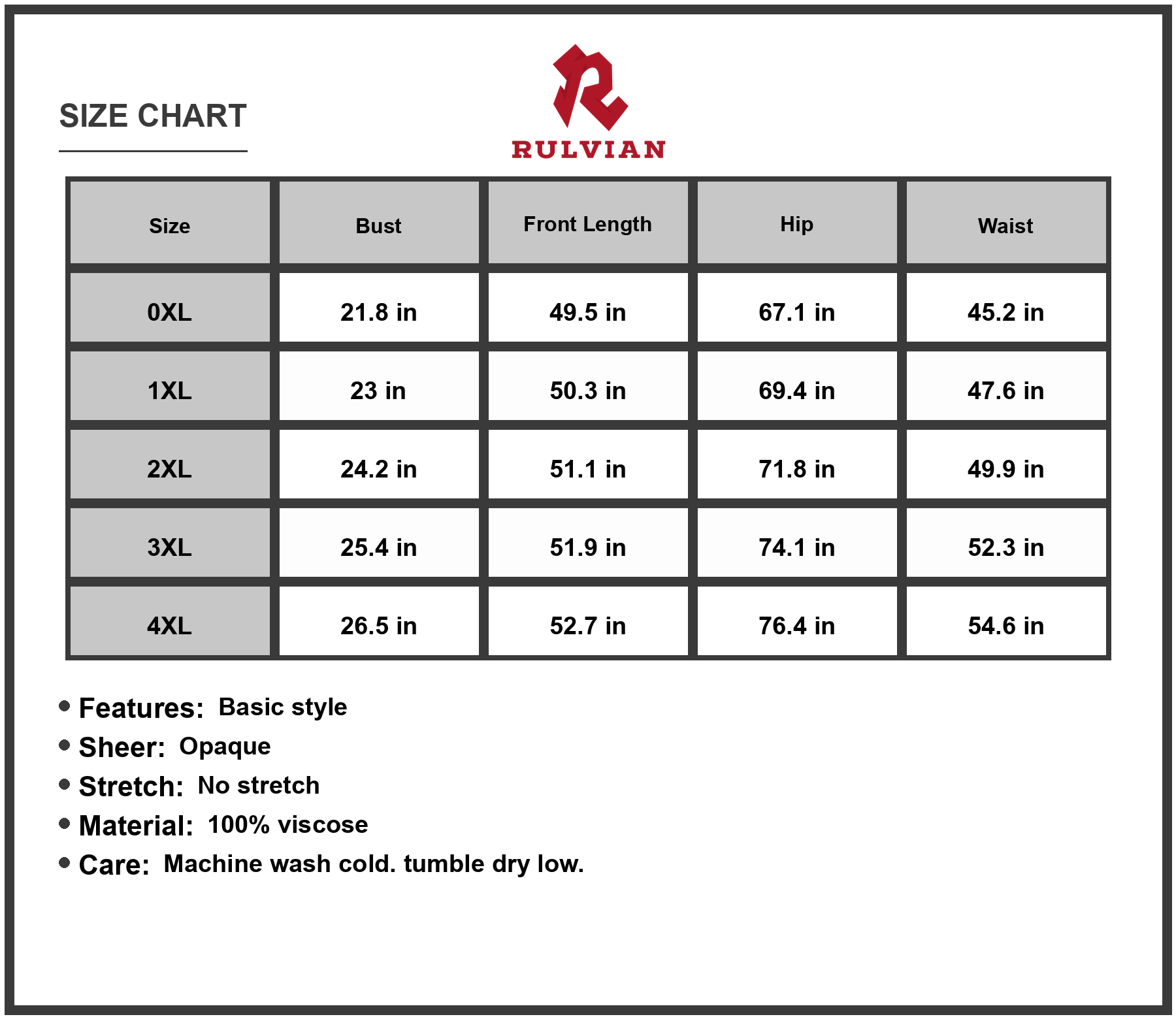 Size Chart - Women's Drawstring Ruffle Hem Maxi Dress 100% viscose Long Flowing Dress for Everyday Wear Everyday Easy Care
