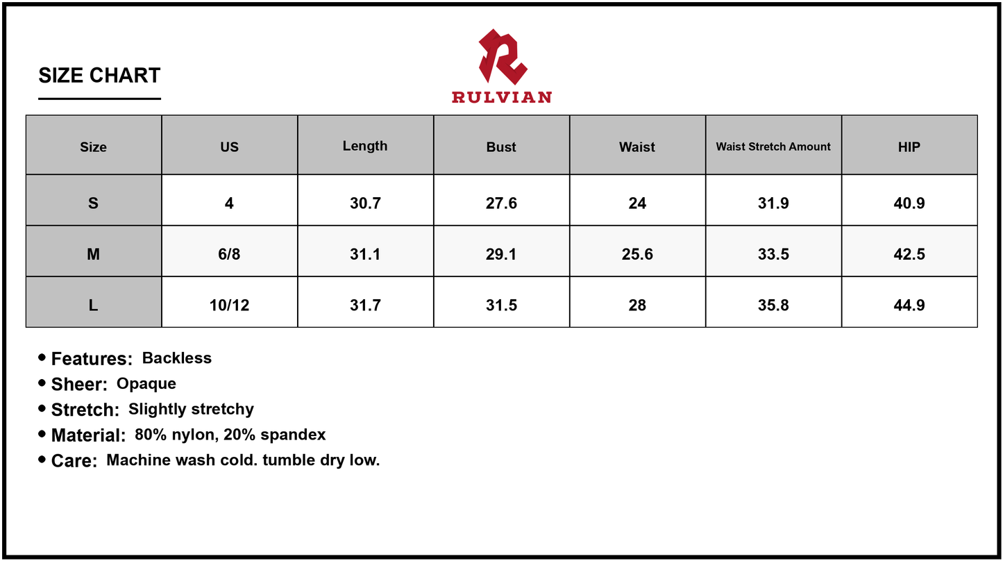 Size Chart - Women's Backless Wide Strap Mini Dress Sheer Bodice with Stretch Comfortable Feel 80% nylon 20% spandex Imported