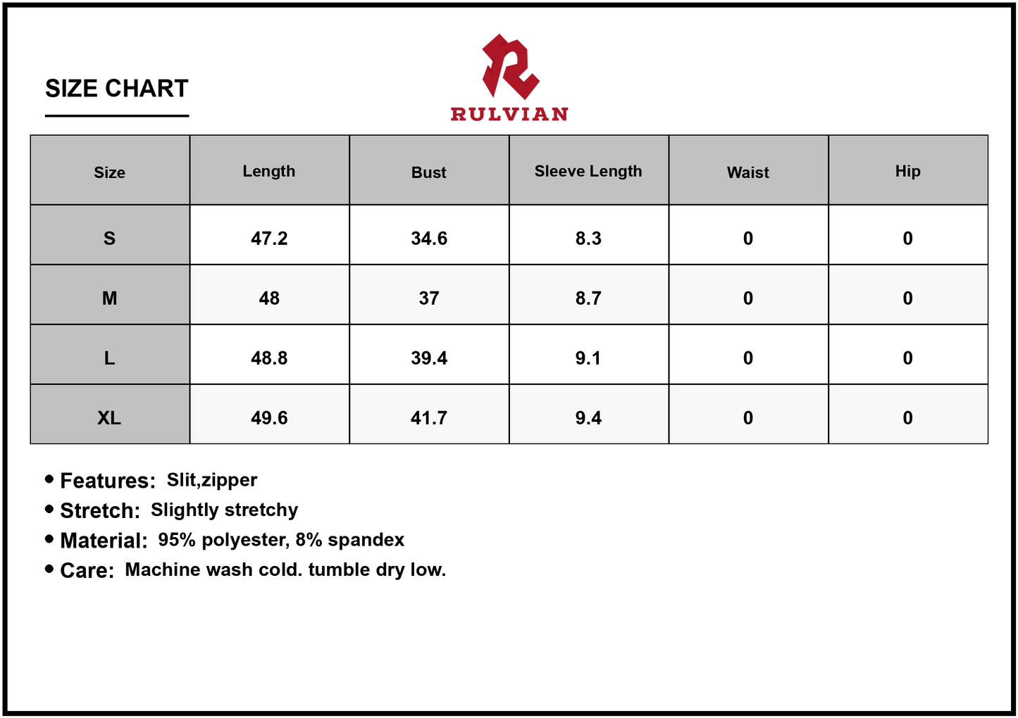 Size Chart - Women's Off Shoulder Wrap Dress with Side Slit 95% Polyester 5% Spandex for Comfortable Stretch and Easy Wear