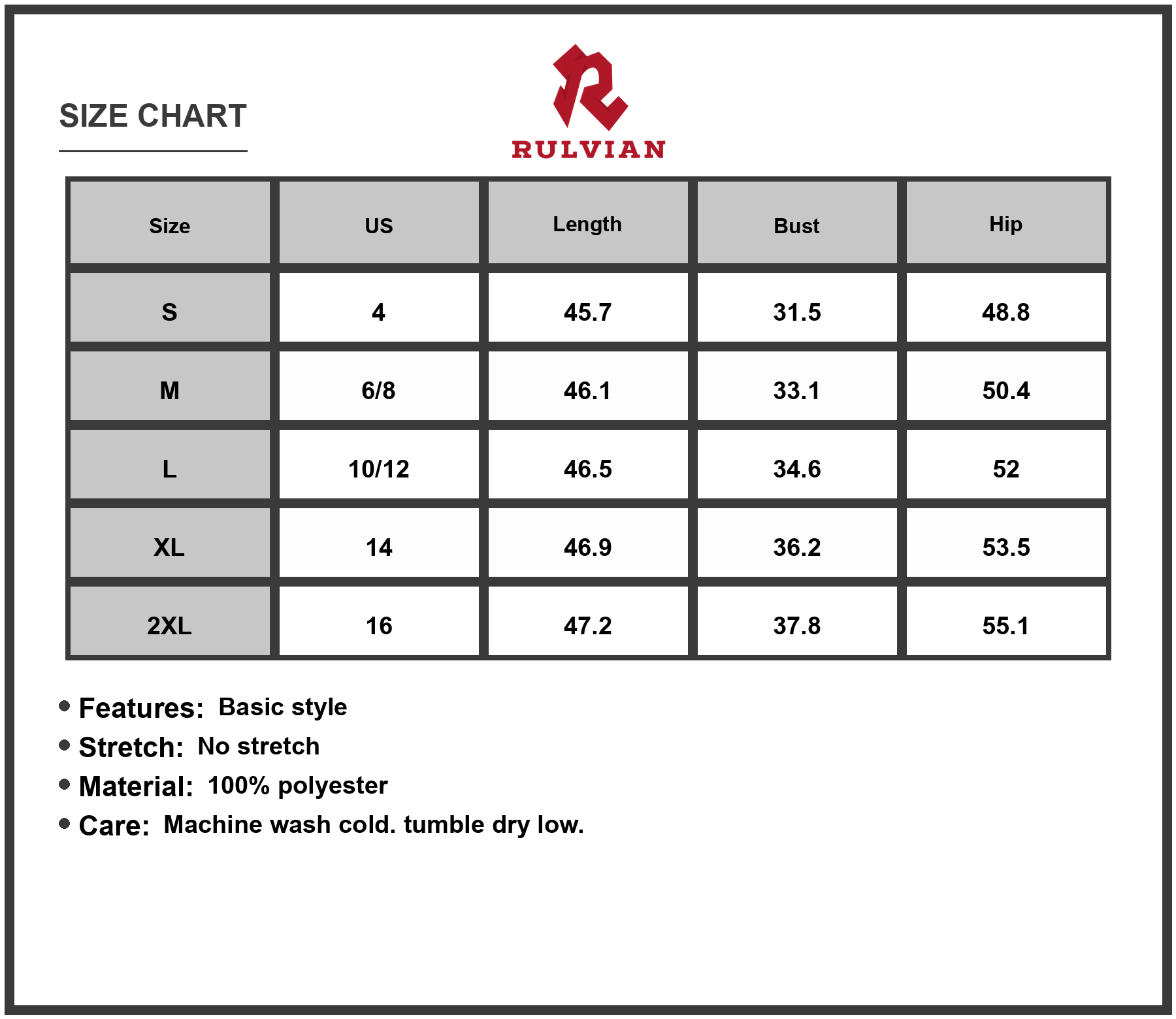 Size Chart - Women's Tropical Floral Gradient Maxi Cami Dress with Polyester % Fabric Lightweight Flowing Silhouette for Summer