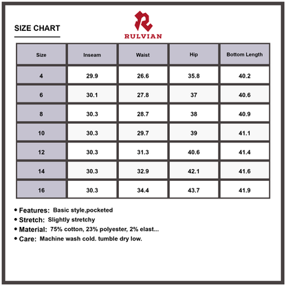 Size Chart - Women's High Waisted Wide Leg Flare Jeans Pocketed Stretchy Denim Pants Casual Everyday Versatile Premium Quality