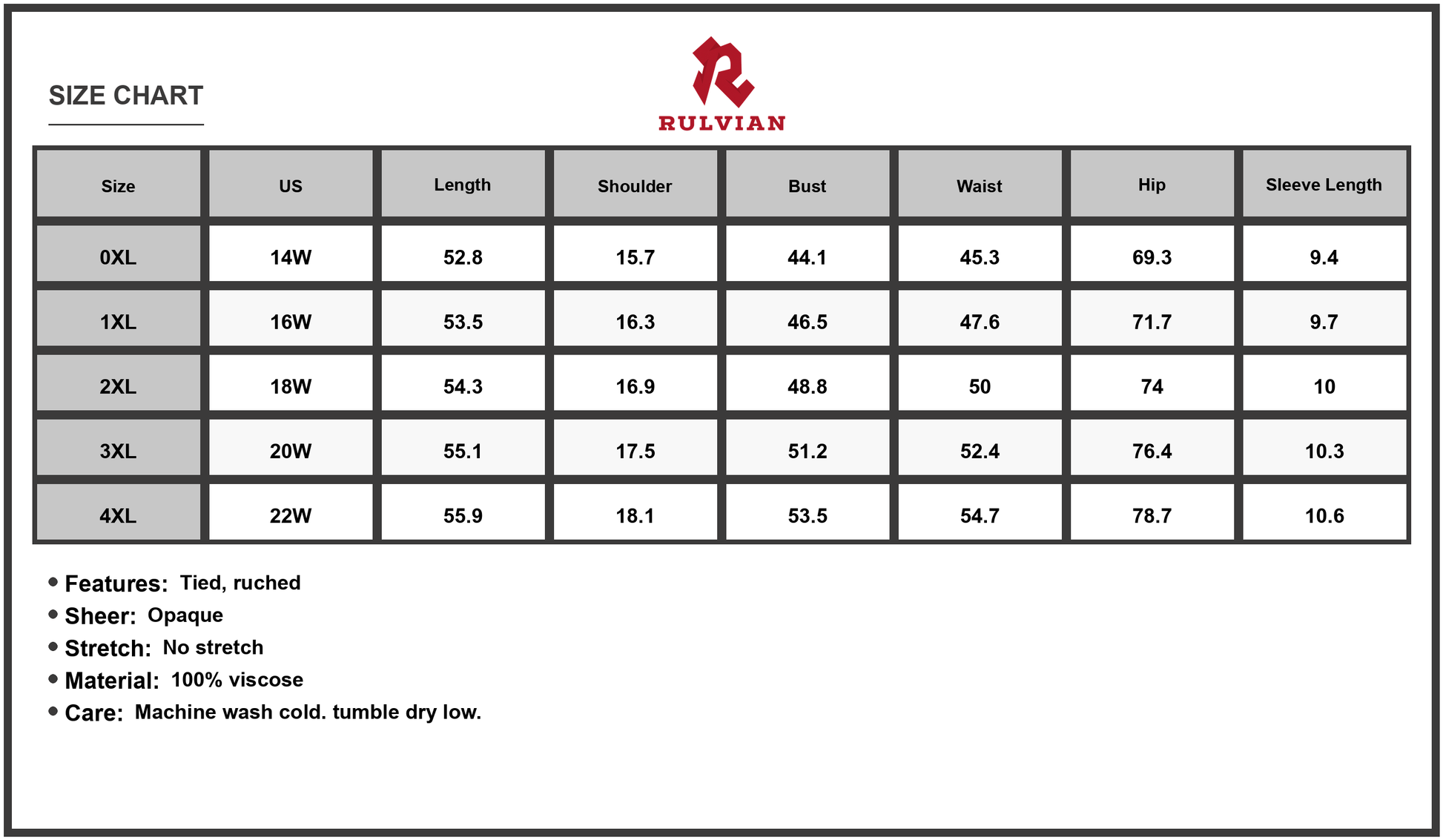 Size Chart - Women's Plus Size Floral Tie Neck Flutter Sleeve Maxi Dress 100% viscose lightweight elegant vacation wear easy care