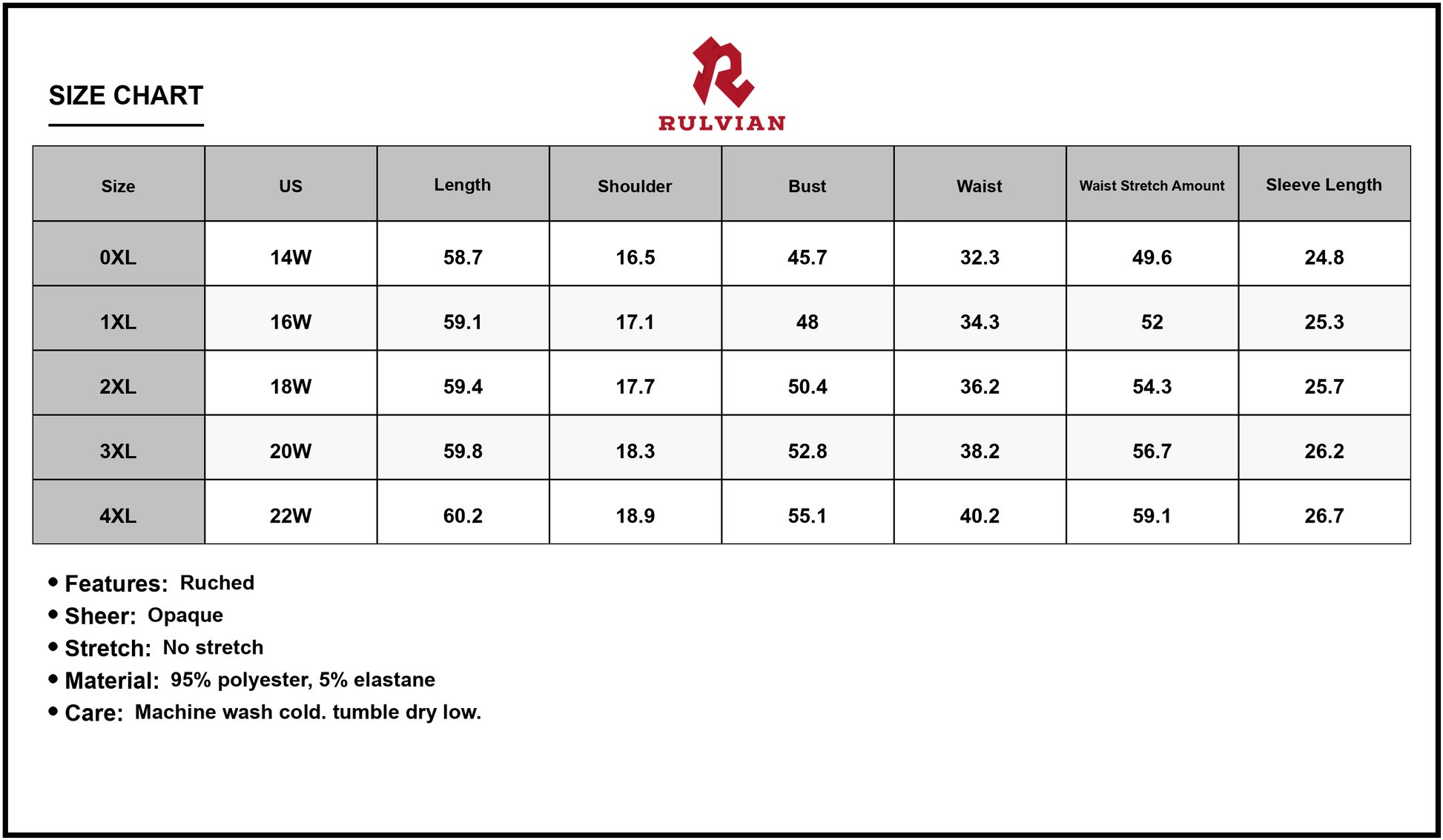 Size Chart - Women's Plus Size Printed Notched Long Sleeve Maxi Dress Ninety Five Percent Polyester And Five Percent Elastane