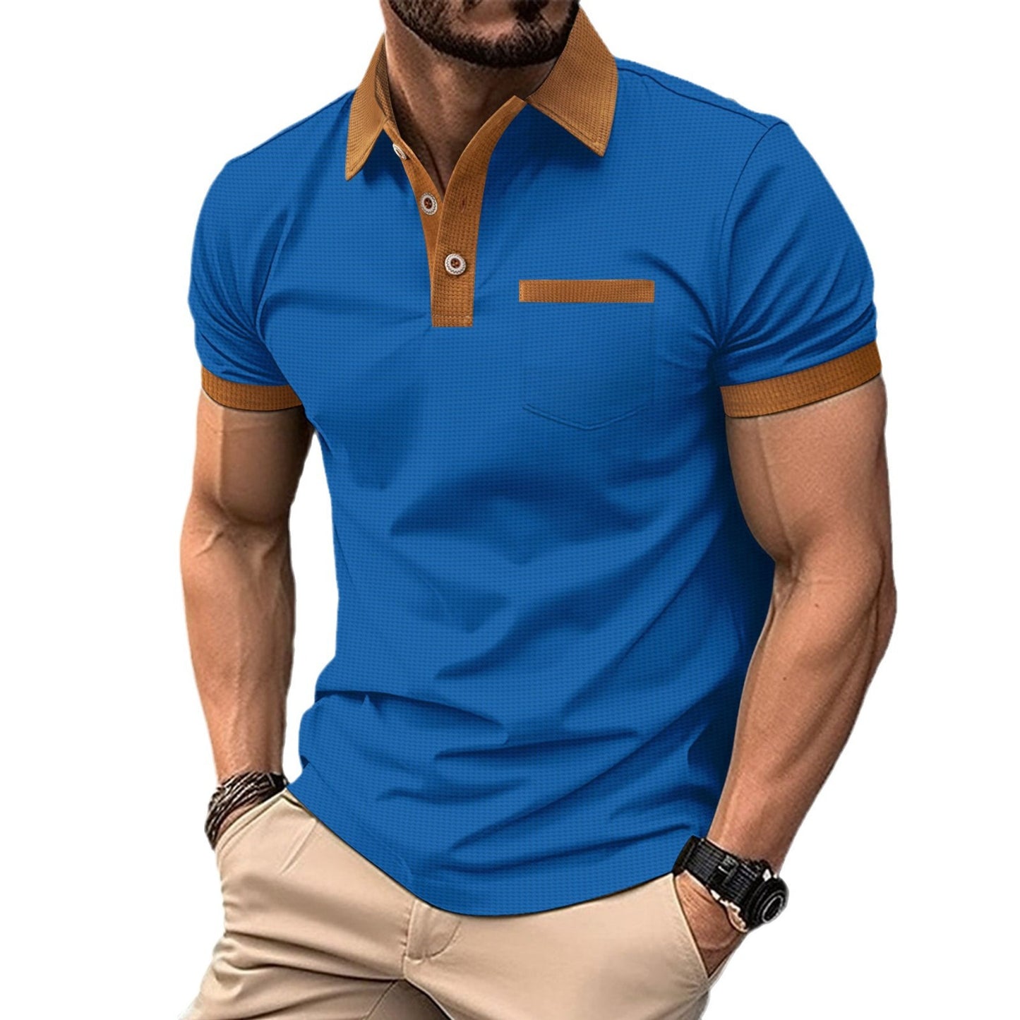 Men's Chest Pocket Short Sleeve Shirt 100% Polyester Casual Everyday Wear Khaki Gray Black White Blue