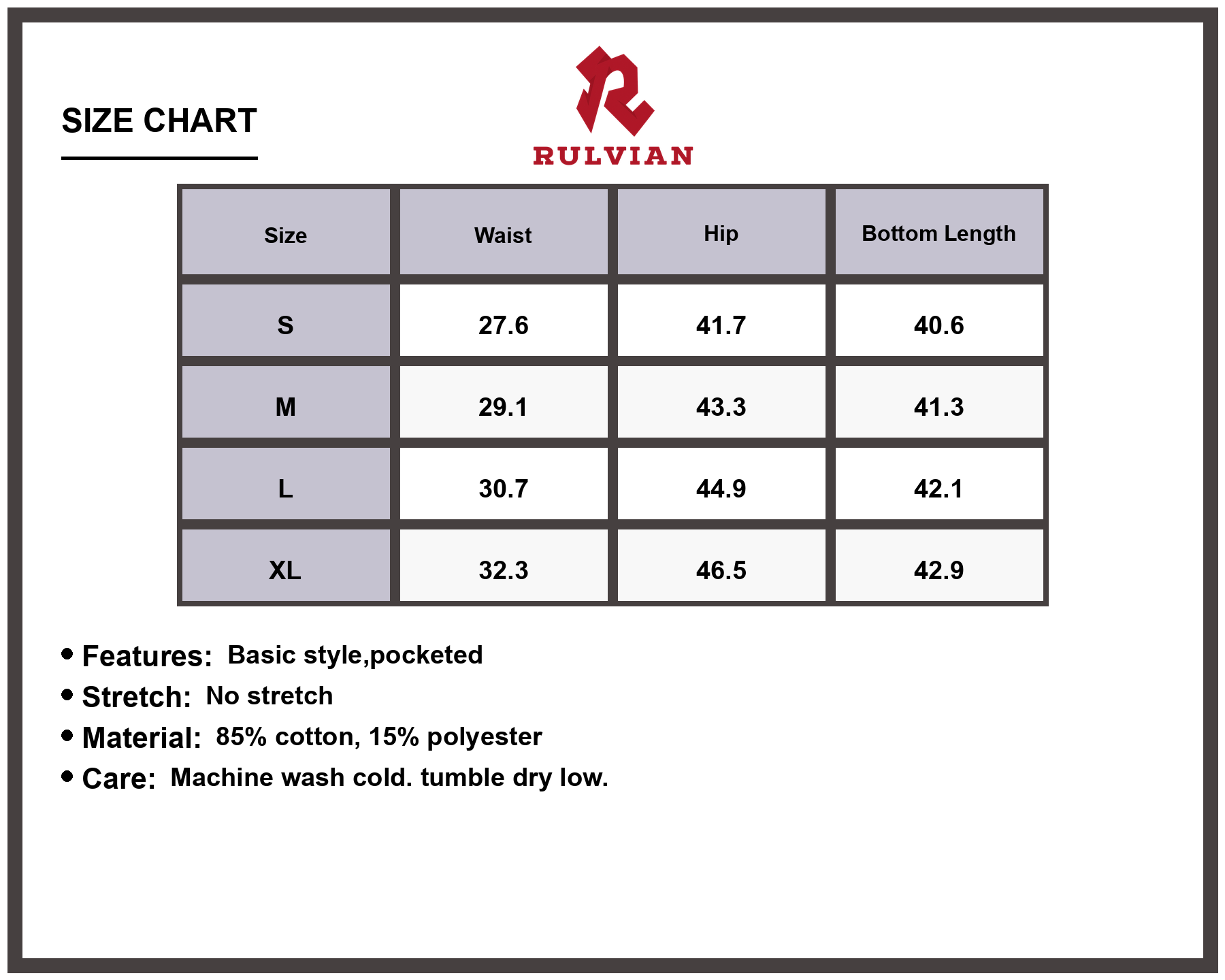 Size Chart - Men's Wide Leg Jeans Loose Fit Denim Pants with Pockets Casual Everyday Trousers Durable Apparel for Versatile Daily Wear