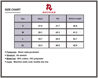 Size Chart - Men's Wide Leg Jeans Loose Fit Denim Pants with Pockets Casual Everyday Trousers Durable Apparel for Versatile Daily Wear