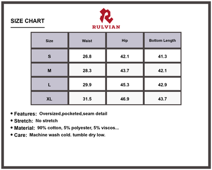 Size Chart - Men's Washed Curved Jeans with Contrast Stitching Oversized Fit Pocketed Durable Premium Denim for Everyday Casual Wear